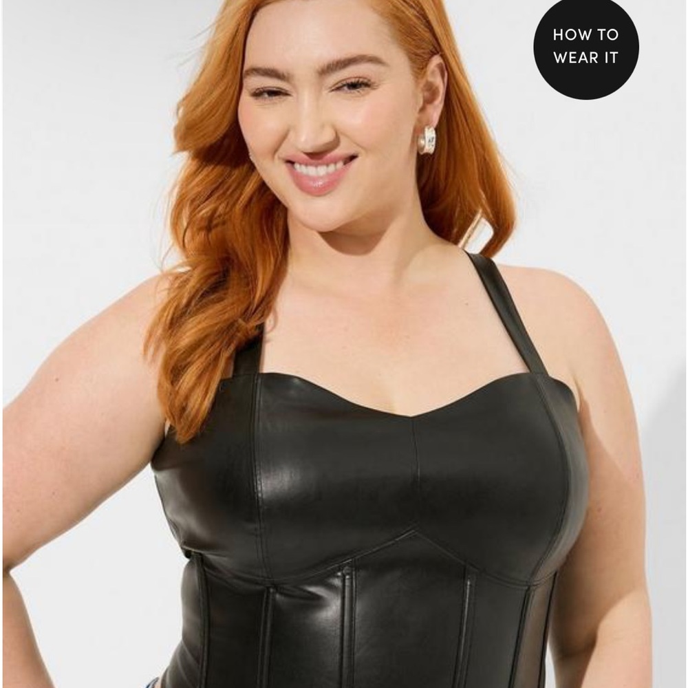 torrid Black Faux Leather Bustier Camisole